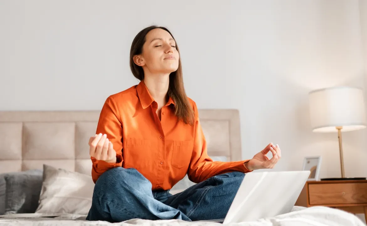 Woman taking a mindful pause