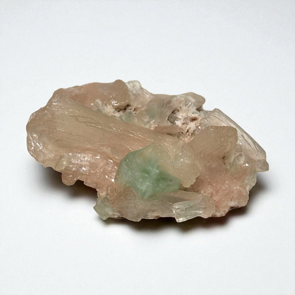 Apophyllite Crystals on a matrix with Stilbite specimen, view 1 of 3
