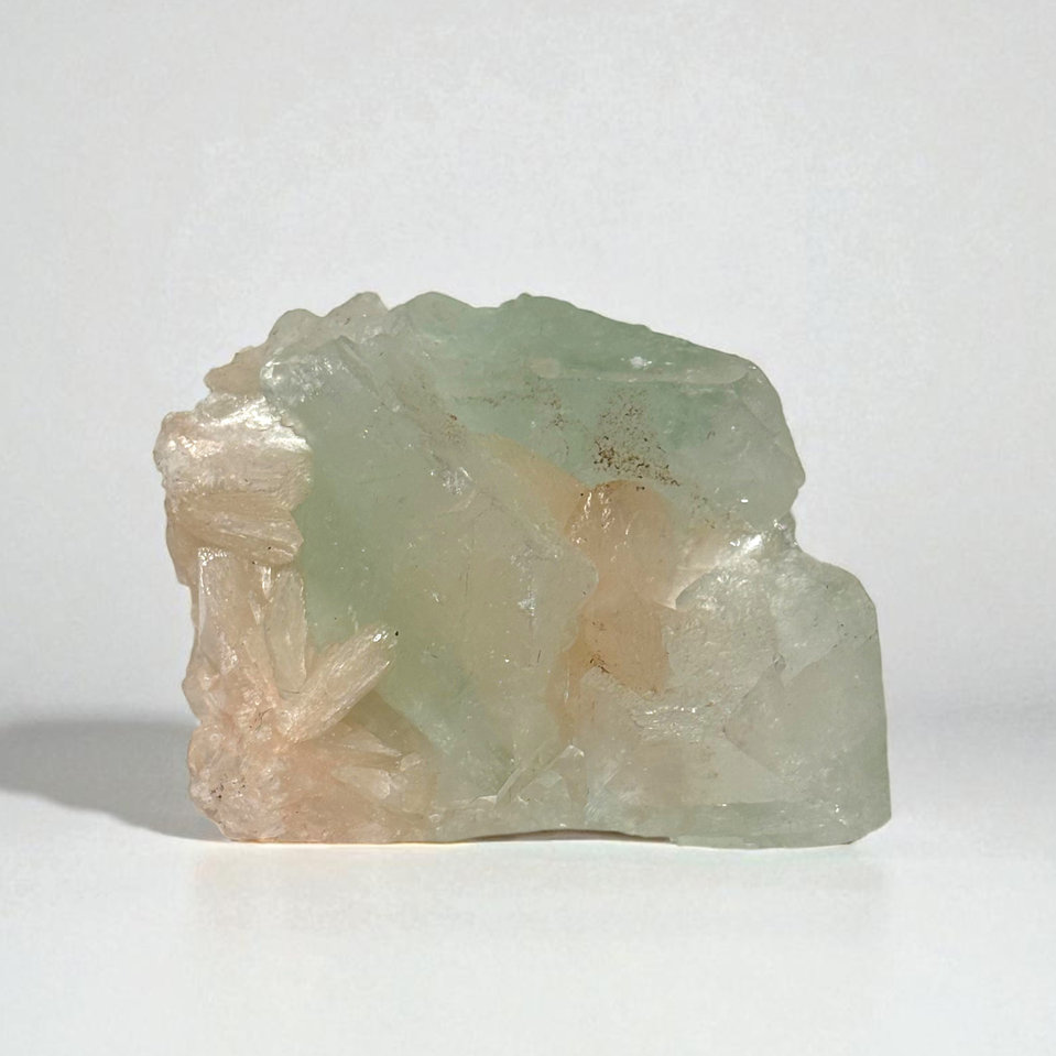 Green Apophyllite with Stilbite specimen, view 1 of 2